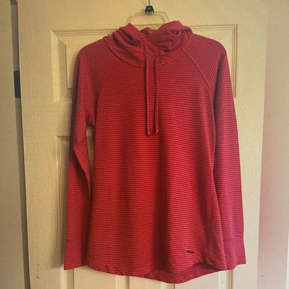 Women's Red Hooded Pullover Sweater